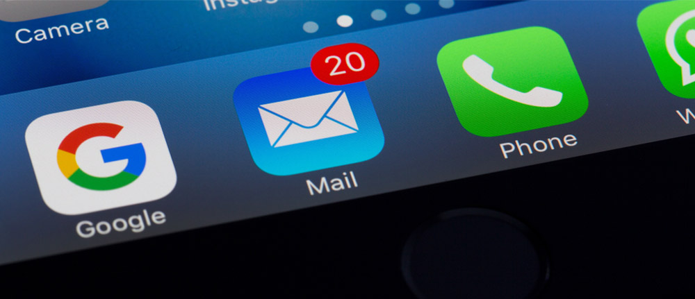 iPhone screen zoomed in on Mail app